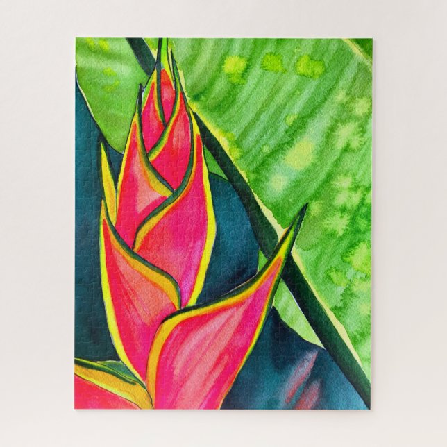 Watercolor Heliconia Tropical Blume (Vertikal)