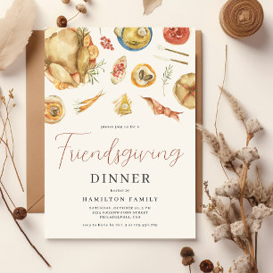 Watercolor Herbst Türkei Freundliches Abendessen Einladung