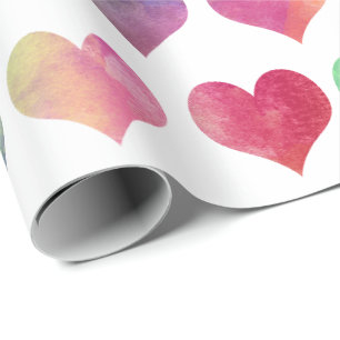 Watercolor-Herzen - Liebe Geschenkpapier