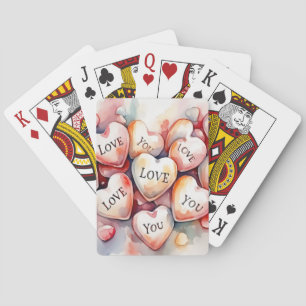 Watercolor-Herzen-Liebes-Spiele Spielkarten