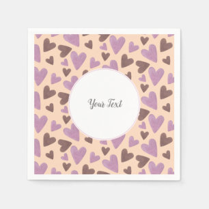 Watercolor-Herzen Valentinstag-Party Braun Rosa Serviette