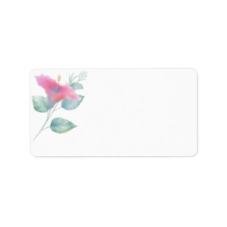 Watercolor Hibisken Maui Wedding Address Adressaufkleber