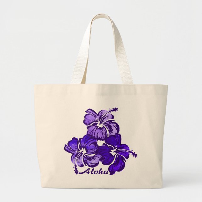 Watercolor-Hibiskus-Strand-Tasche Jumbo Stoffbeutel (Vorne)