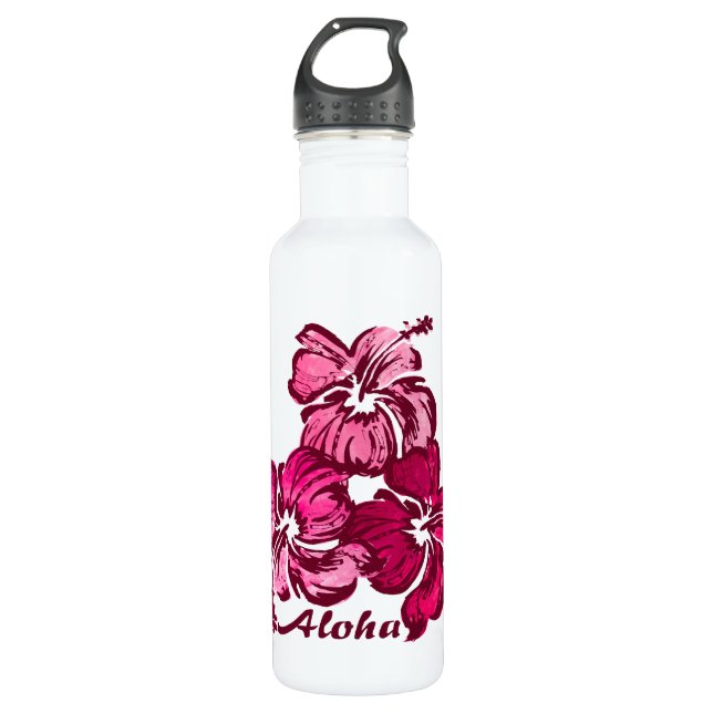 Watercolor-Hibiskus tropisch Trinkflasche (Vorderseite)