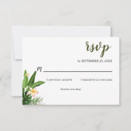 Watercolor Hochzeit im tropischen Grünen RSVP Karte