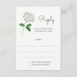 Watercolor-Hochzeitskarte für Weißrosen RSVP Karte