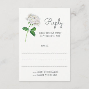 Watercolor-Hochzeitskarte für Weißrosen RSVP Karte