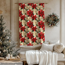 Watercolor Holiday Blanket Classic Christmas Bloom