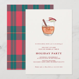Watercolor Holiday Cocktail Weihnachten Party lade Einladung