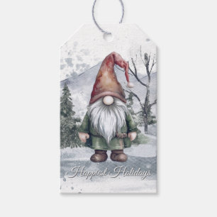 Watercolor Holiday Gnome Geschenkanhänger