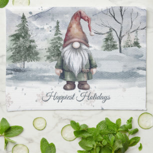 Watercolor Holiday Gnome Geschirrtuch