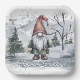 Watercolor Holiday Gnome Pappteller
