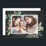 Watercolor Hollies Chalkboard Weihnachts-Foto<br><div class="desc">Senden Sie Ihren Lieben Weihnachtsgrüße in dieser Saison mit dieser rustikalen horizontalen Weihnachtsweihnachtskarte Foto. Es ist mit Aquarellholz,  Imitaten Goldfolienakzenten,  passendem festlichen Urlaubsmuster,  Imitat Kalkboard Hintergrund und moderner Typografie ausgestattet. Die Texte sind vollständig editierbar. Personalisieren Sie diese heilige Weihnachtskarte,  indem Sie Ihr Foto,  Ihren Namen und das Jahr.</div>