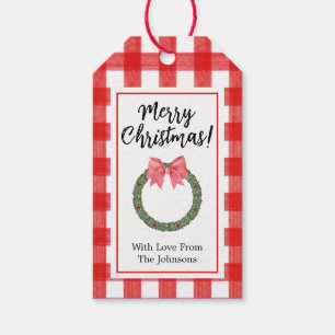 Watercolor Holly Christmas Wreath Geschenkanhänger