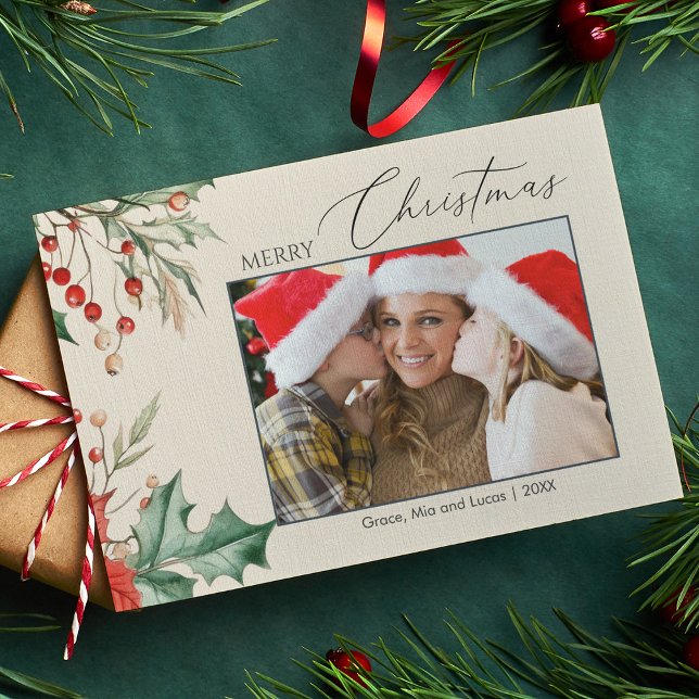 Watercolor Holly Family Foto Weihnachten (Von Creator hochgeladen)