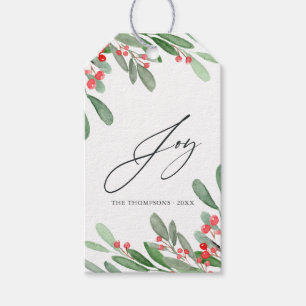 Watercolor Holly Jolly Christmas Geschenkanhänger