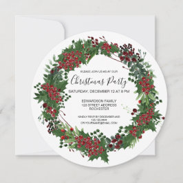 Watercolor Holly-Kranz Weihnachtsfeierliche Party  Einladung