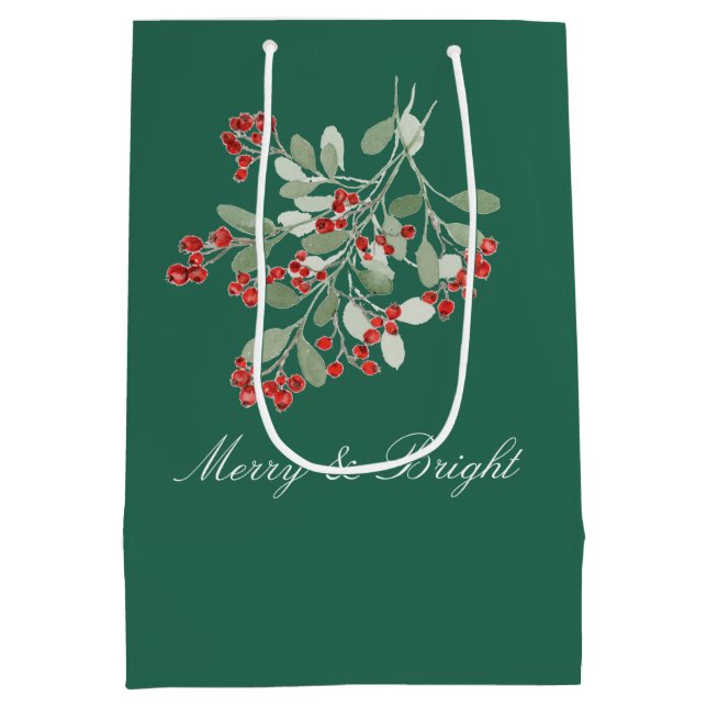 Watercolor Holly  Mittlere Geschenktüte (Rückseite)