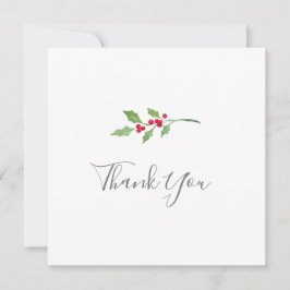 Watercolor Holly Sprigs Dankeschön Karte