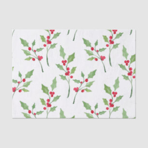 Watercolor Holly Sprigs Muster Seidenpapier