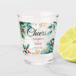 Watercolor Holly Wedding Weihnachtsschuss Glas