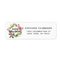Watercolor Holly Wreath Frohe Weihnachten