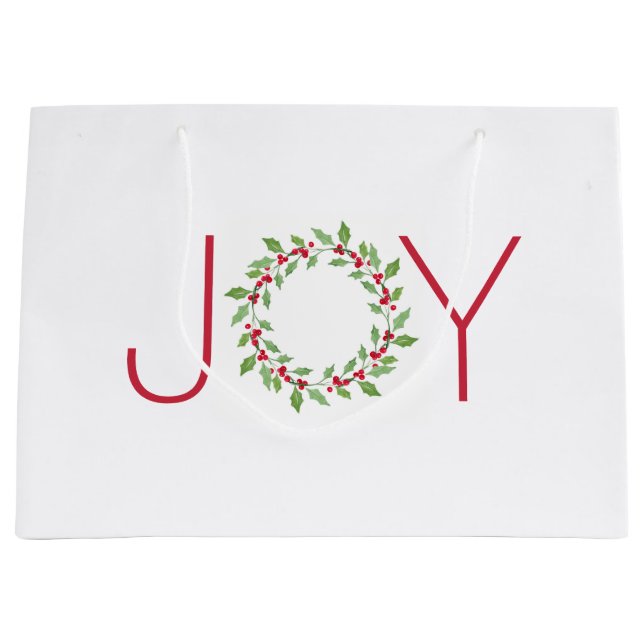 Watercolor Holly Wreath Große Geschenktüte (Vorderseite)