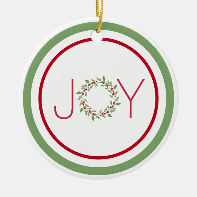 Watercolor Holly Wreath Keramik Ornament (Vorne)