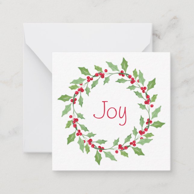 Watercolor Holly Wreath Mitteilungskarte (Vorderseite)