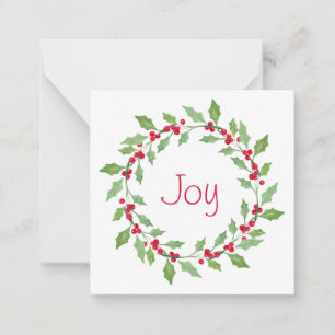 Watercolor Holly Wreath Mitteilungskarte
