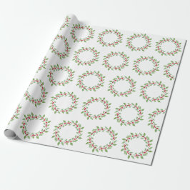 Watercolor Holly Wreath Pattern Geschenkpapier