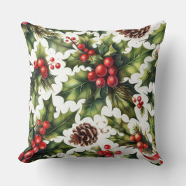 Watercolor Holries Weihnachtsmotifs Weihnachtsfeie Kissen