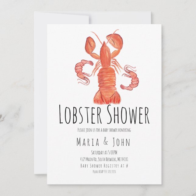 Watercolor Homard Party Baby Shower Invitations (Devant)