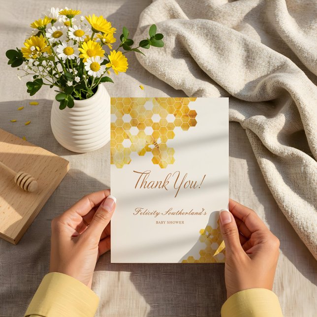 Watercolor Honeycomb & Bee Baby Dusche Vielen Dank Dankeskarte (Watercolor Honeycomb & Bee Baby Shower Thank You)