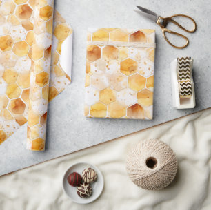 Watercolor Honeycomb Gift Wrap Geschenkpapier