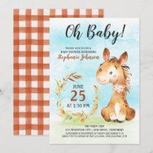 Watercolor Horse Baby Shower Farm Einladung