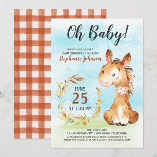Watercolor Horse Baby shower Farm Invitation