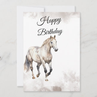 Watercolor Horse Birthday Greeting Card Einladung