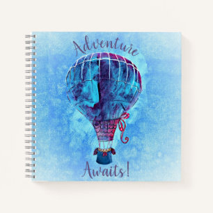 Watercolor Hot Air Ballon Erlebnis erwartet Notizbuch