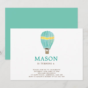 Watercolor Hot Air Balloon Invitation Anniversaire