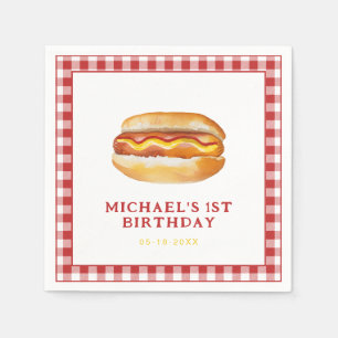 Watercolor Hot Dog Geburtstagsparty Serviette