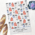 Watercolor House Art Anwesen Lass Agent Geschirrtuch<br><div class="desc">Mit einem originellen Aquarellbild von Häusern und Ihren echten Anwesen-Geschäftsdetails ist dieses Design ein einzigartiges Geschenk für Ihre Kunden und Kunden. Ändern Sie den Text zum Anpassen. Originelle Kunst von Nic Squirrell.</div>