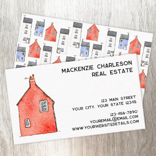 Watercolor House Art Anwesen Lass Agent Visitenkarte