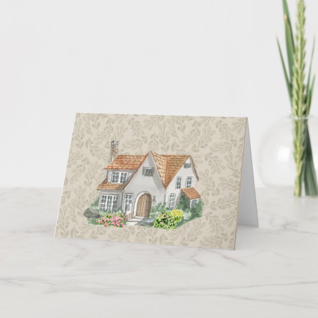Watercolor House Business Danke Karte (Vorderseite)