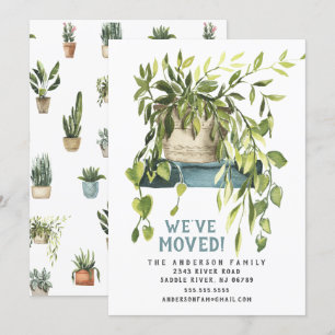 Watercolor House Plantes Moving Faire-part