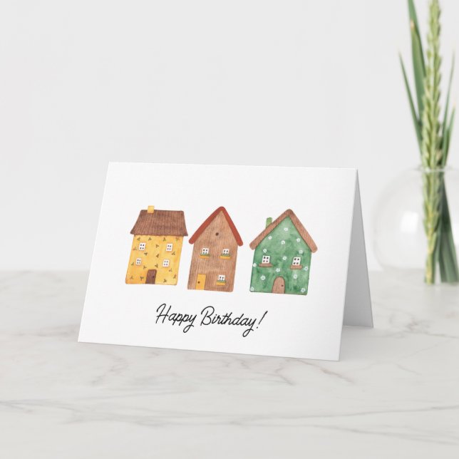Watercolor House Real Anwesen Client Geburtskarte Dankeskarte (Vorderseite)