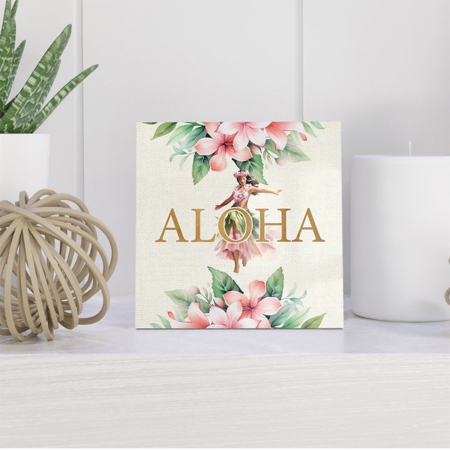 Watercolor Hula Girl Aloha Hawaiian Keramik Tile Fliese (Watercolor Hula Girl Aloha Hawaiian Ceramic Tile)