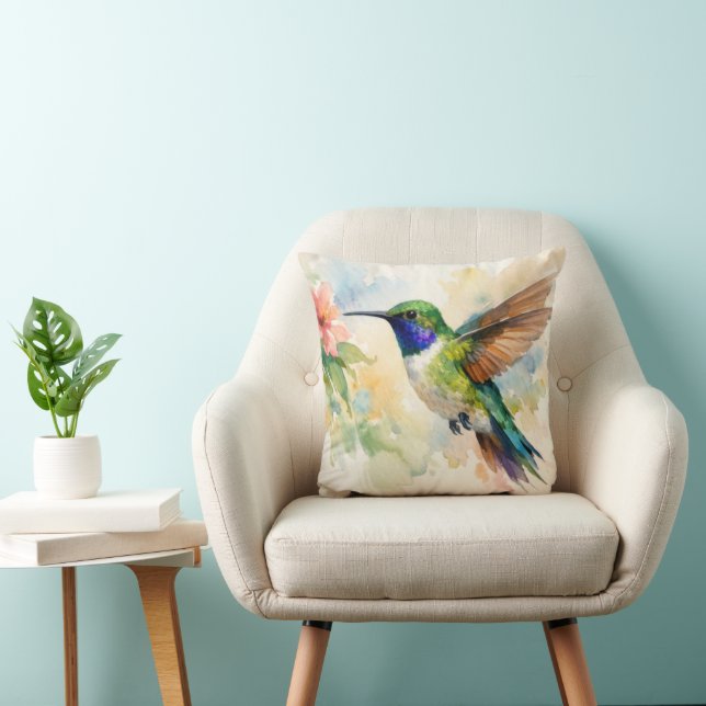 Watercolor Hummingbird Kissen (Stuhl )