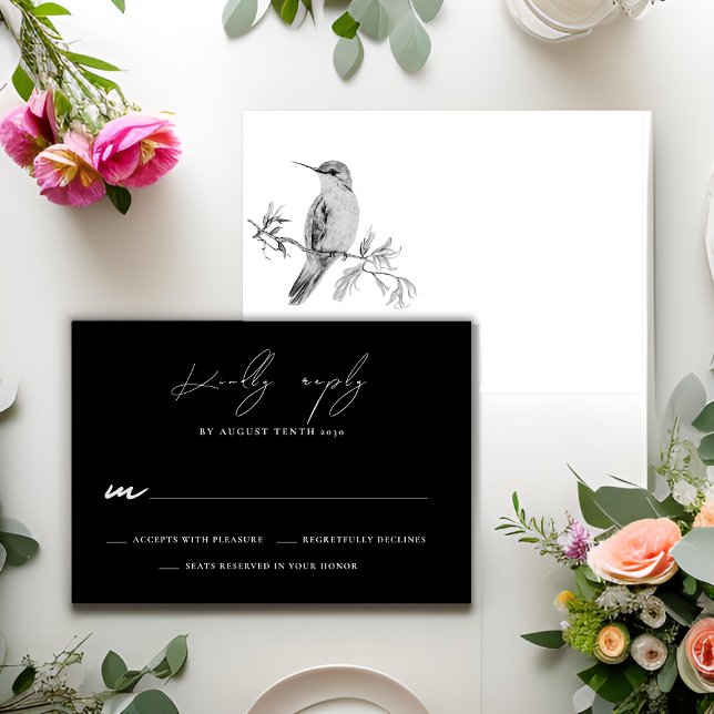 Watercolor Hummingbird Wedding RSVP Response Card (Von Creator hochgeladen)