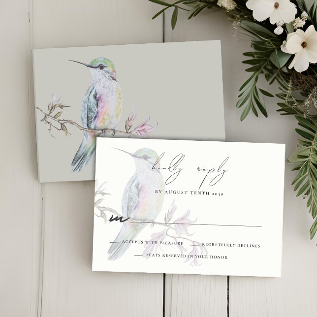 Watercolor Hummingbird Wedding RSVP Response Card Karte (Von Creator hochgeladen)